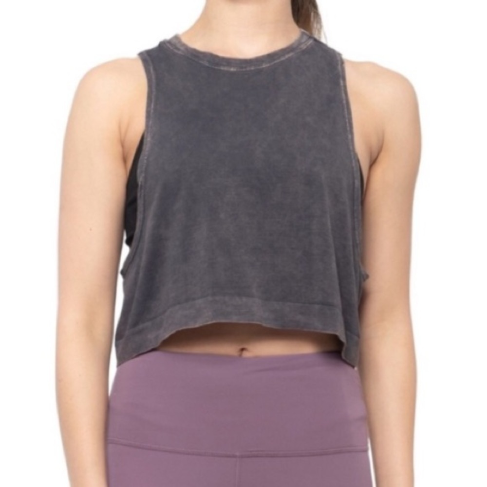 Avocado As You Are Cropped Tank in Charcoal Grey M
